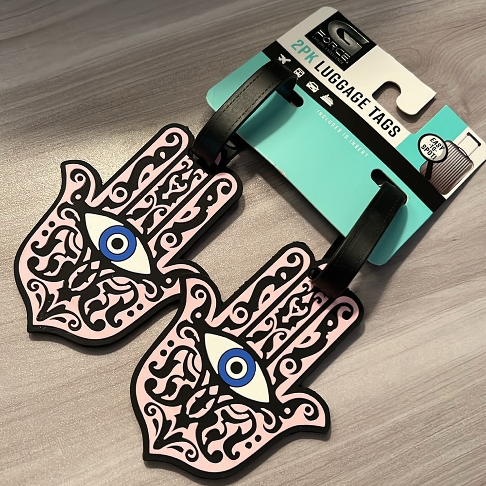 Luggage tag hamsa hand and evil eye NWT